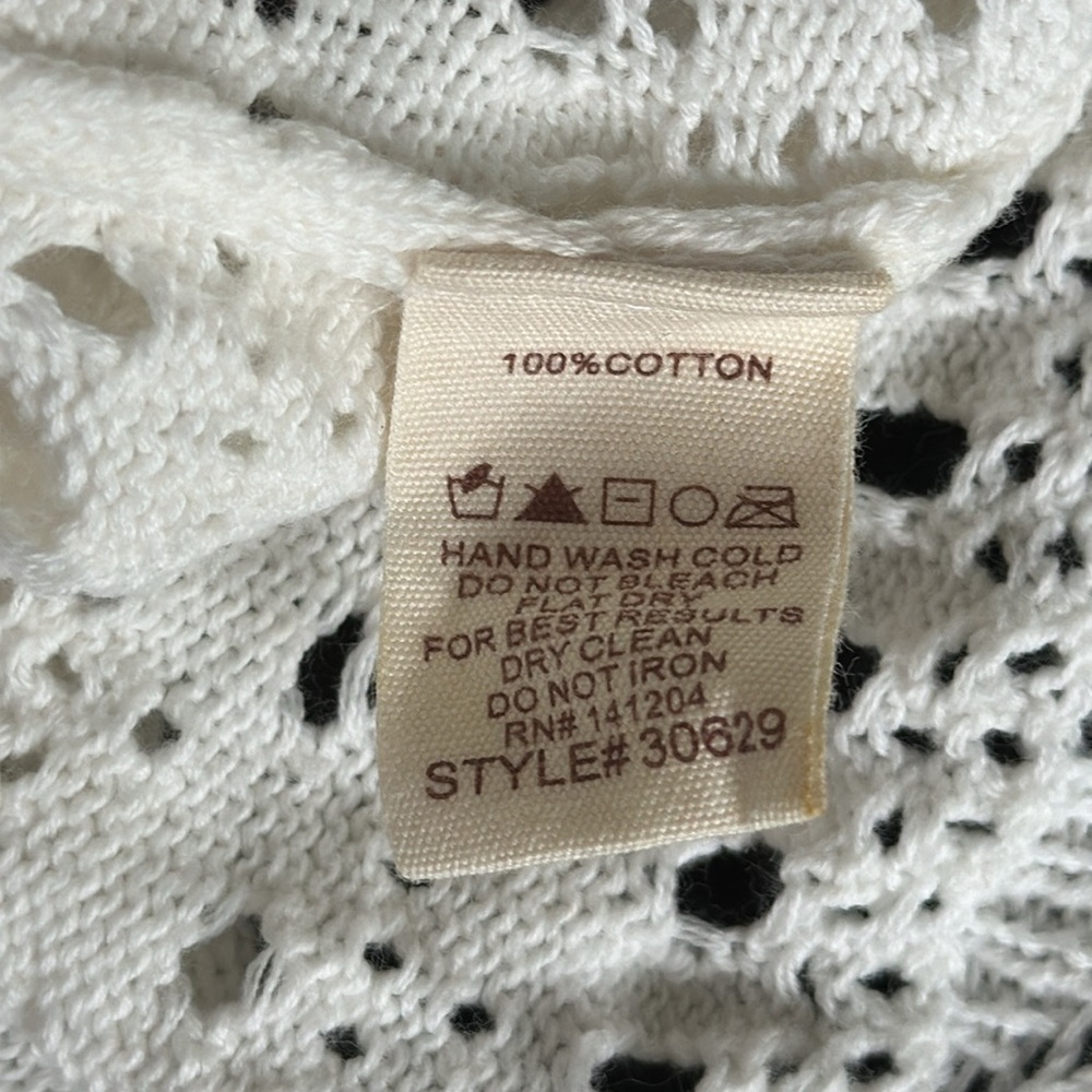 Crochet summer festival tie shoulder sweater top SZ M-L - Picture 5 of 7